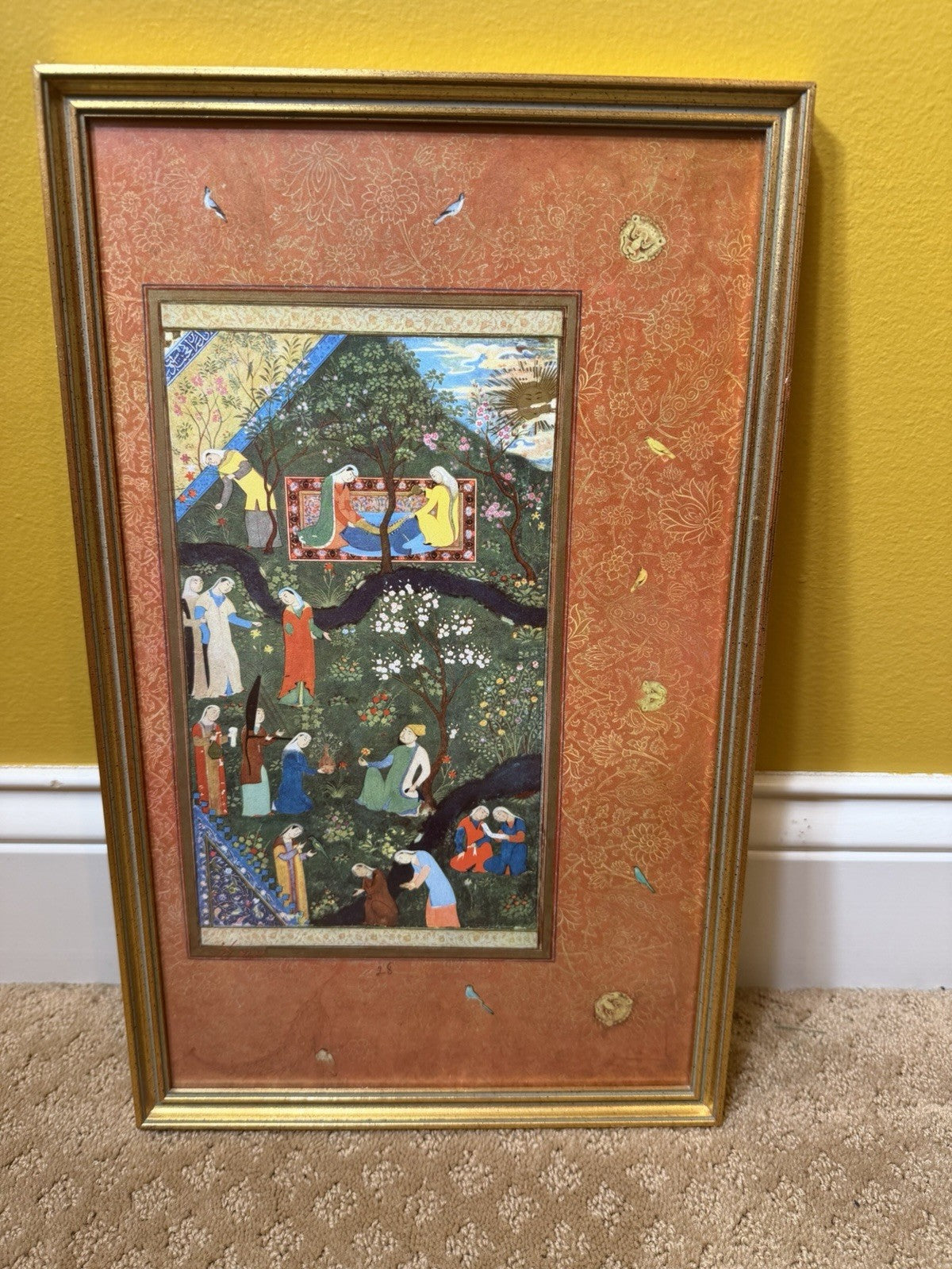 Vintage Muraqqa Gulshan Persian Miniature Art Prints Framed Set 3 Middle Eastern