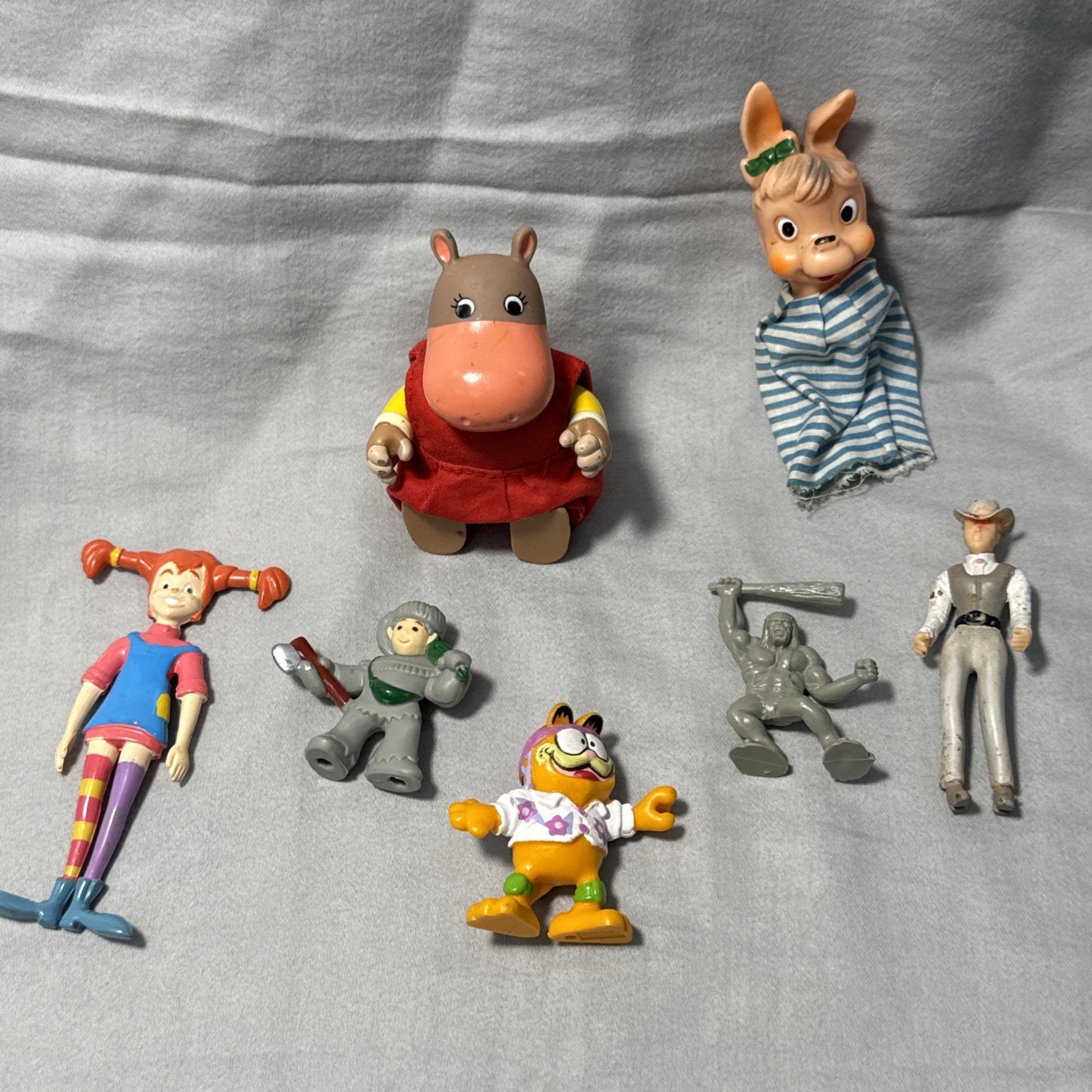 Lot of 7 Vintage Toy Figurines Pippy Longstockings Garfield Marx Caveman Bendale