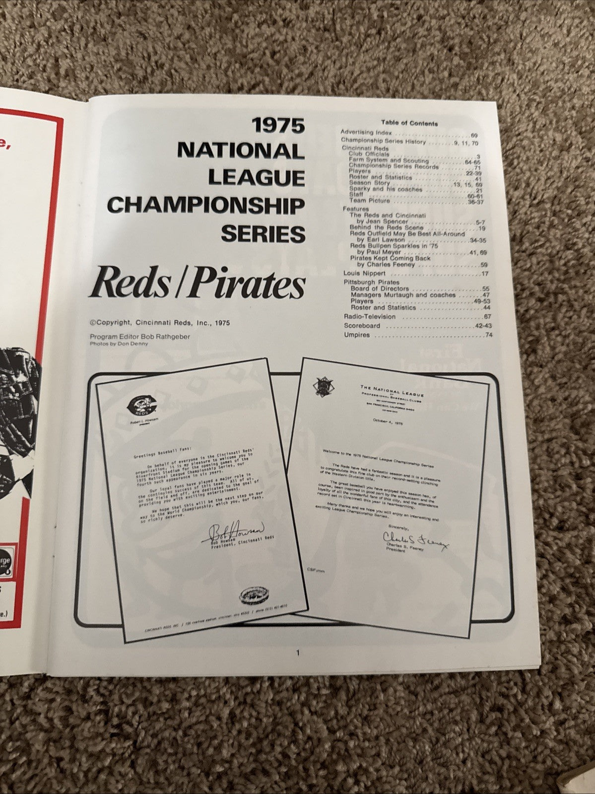 1975 NLCS Program Cincinnati Reds Pittsburgh Pirates Riverfront Stadium MLB