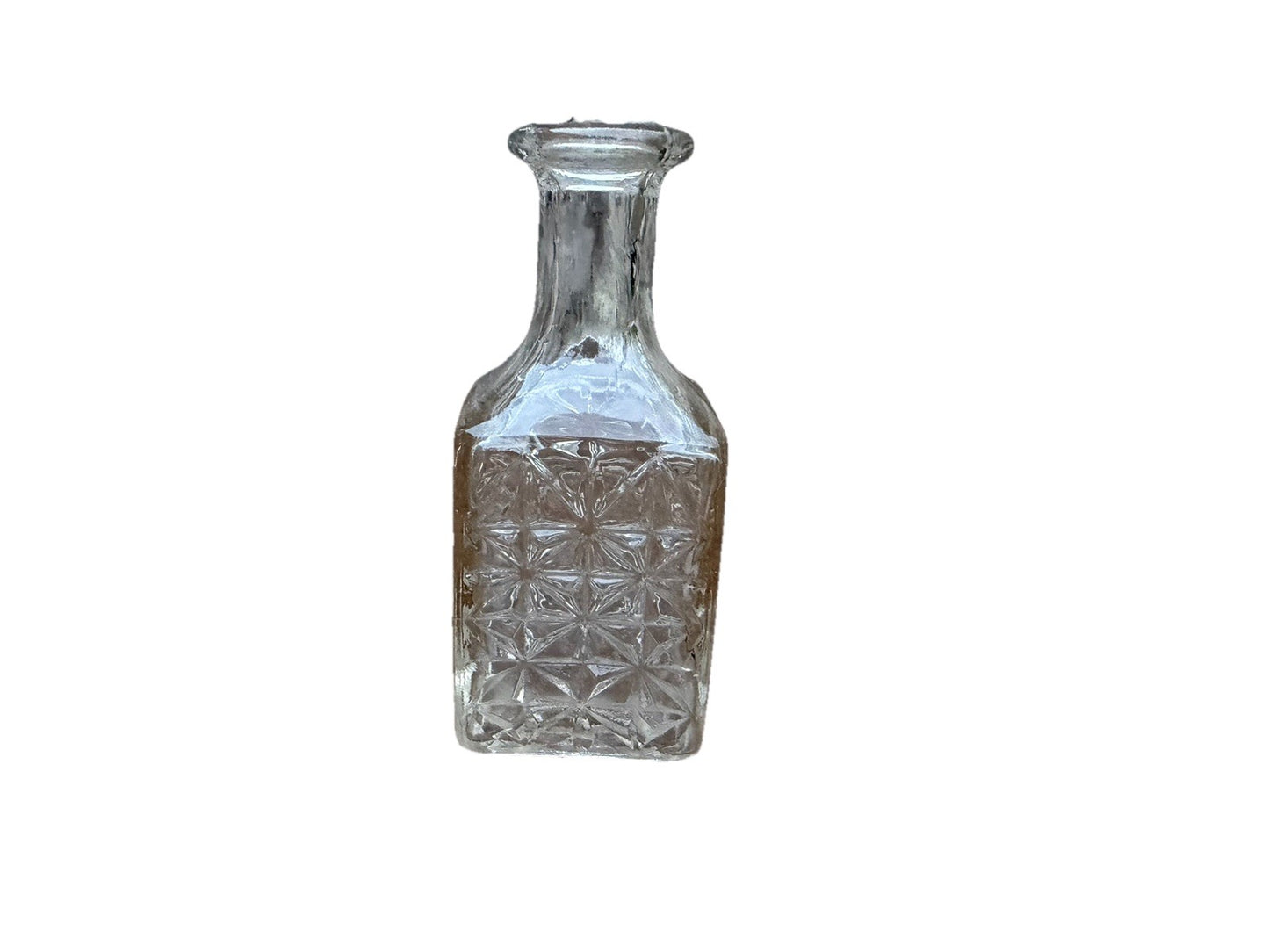Vintage Czechoslovakian Diamond Quilted Glass Decanter Bottle