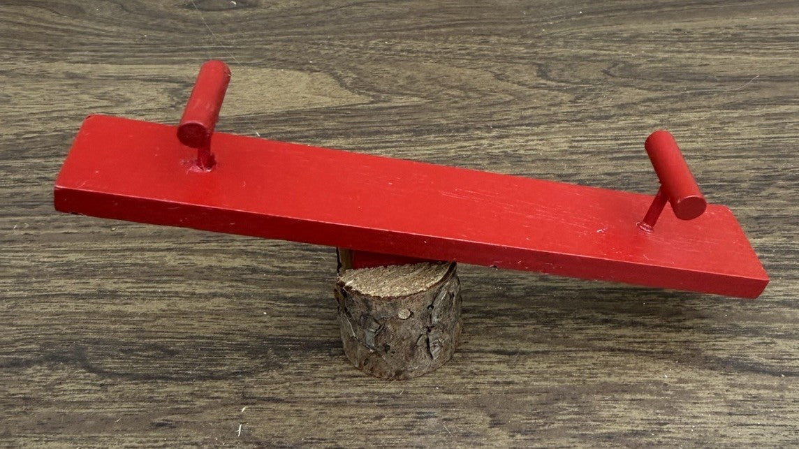 Vintage Miniature Wooden Seesaw Red Captain Chair Mouse Dollhouse Playground Lot