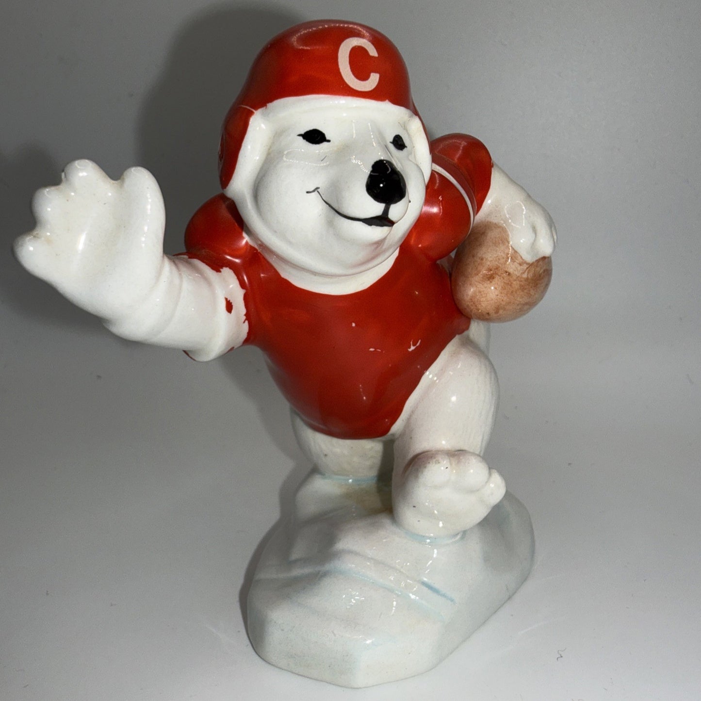 Coca Cola Polar Bear Football Figure 1995 Enesco 176427 Collectible