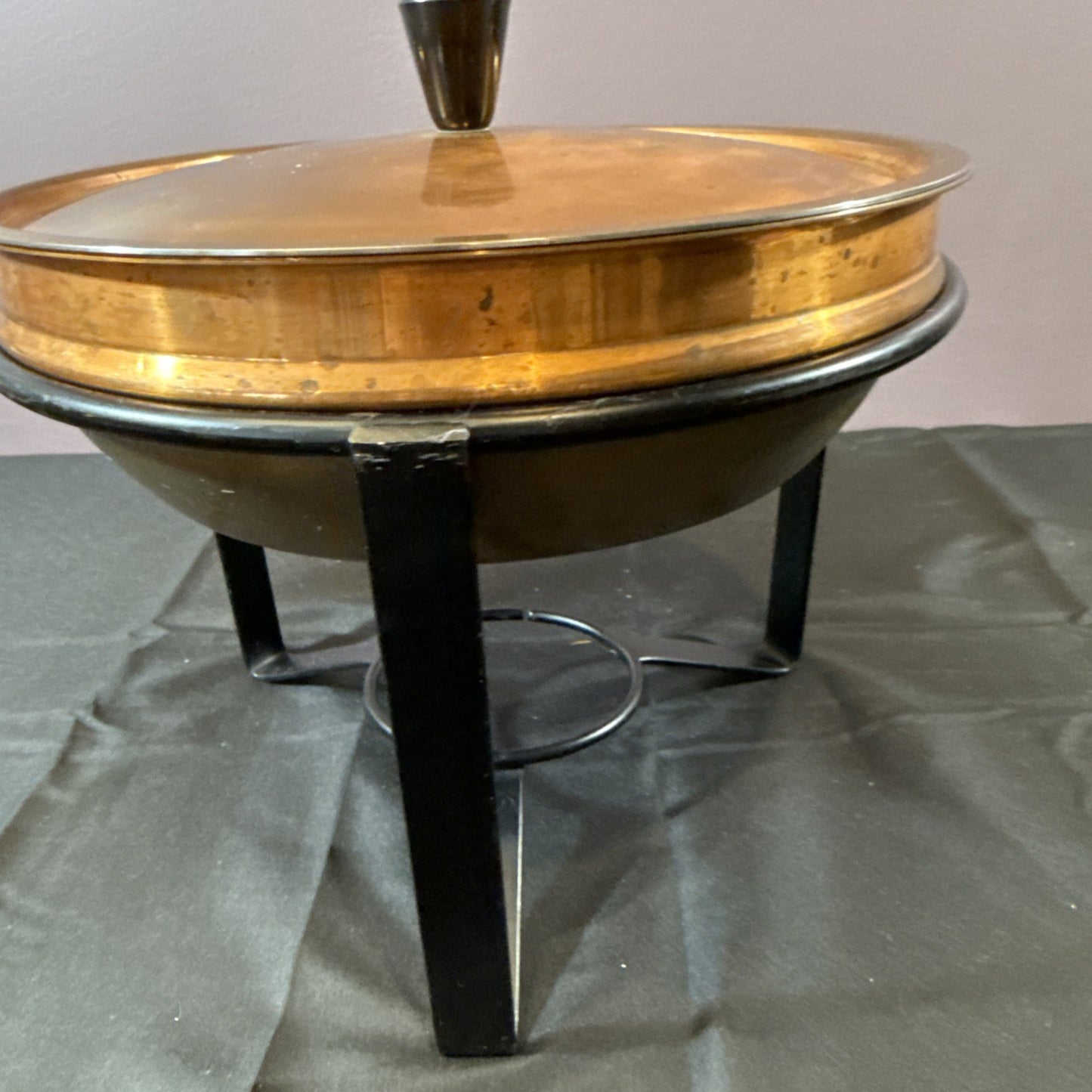 Vintage Solid Copper Buffet Chaffing Dish And Warmer Bowl Set of 3 Pieces