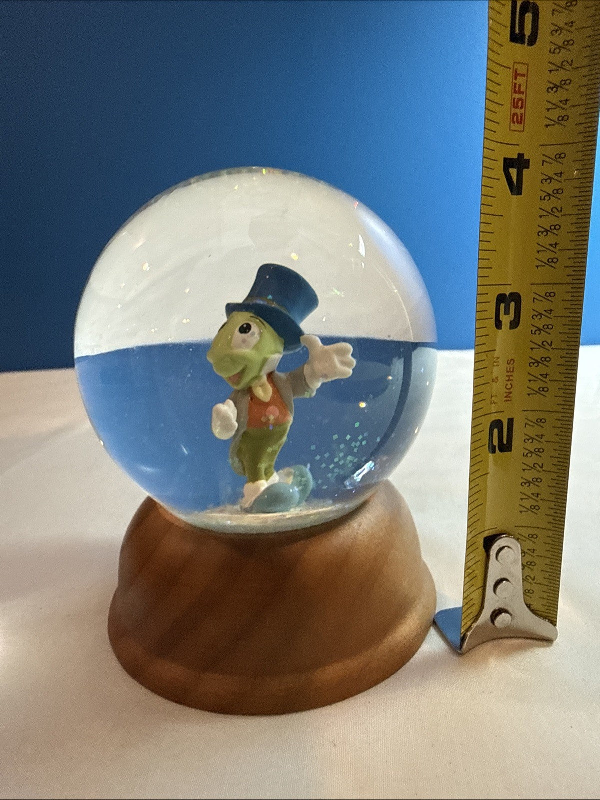First Limited Edition Disney Crystal Snow Globe Jiminy Cricket Pinocchio Vintage
