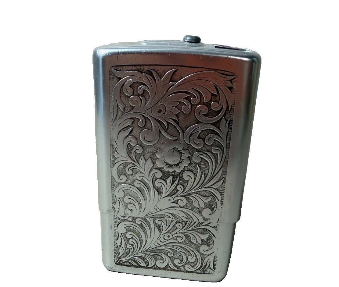 Vintage Park Industries Aluminum Cigarette Pack Holder Case Floral Embossed
