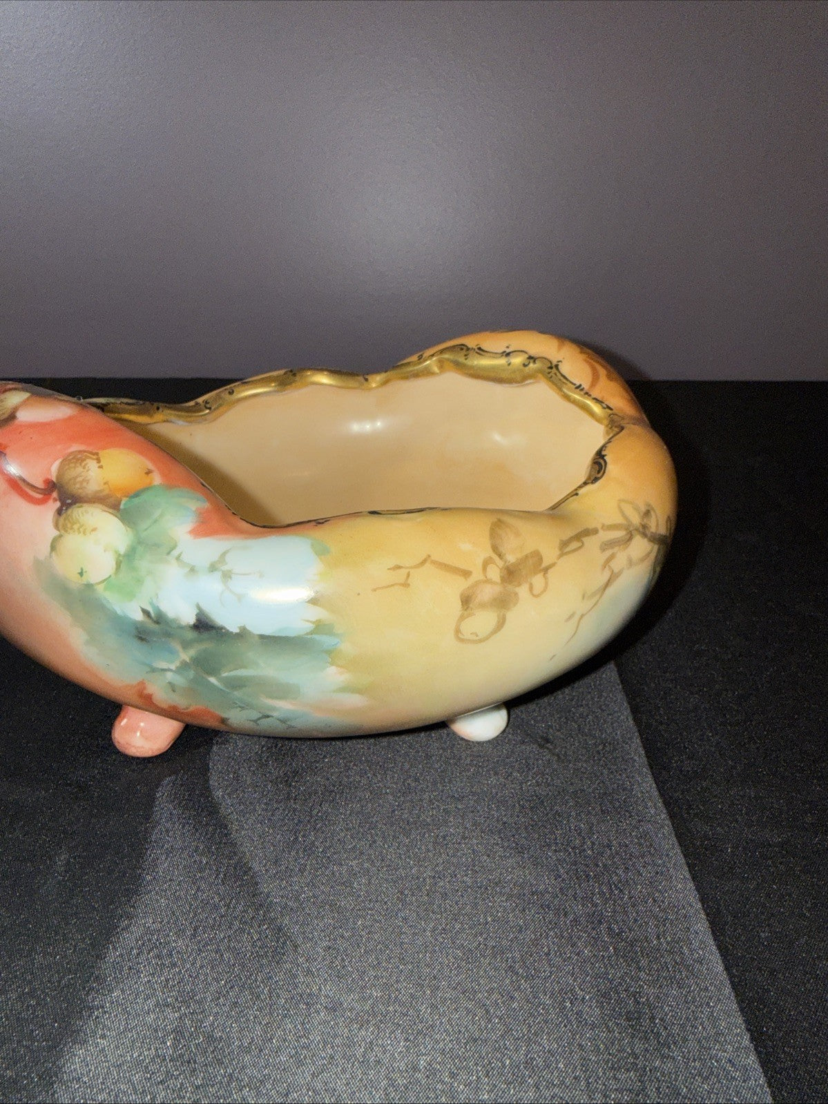 Antique 1907 Royal Austria Hand Painted Nut Bowl Footed 8x7.5x3.75”