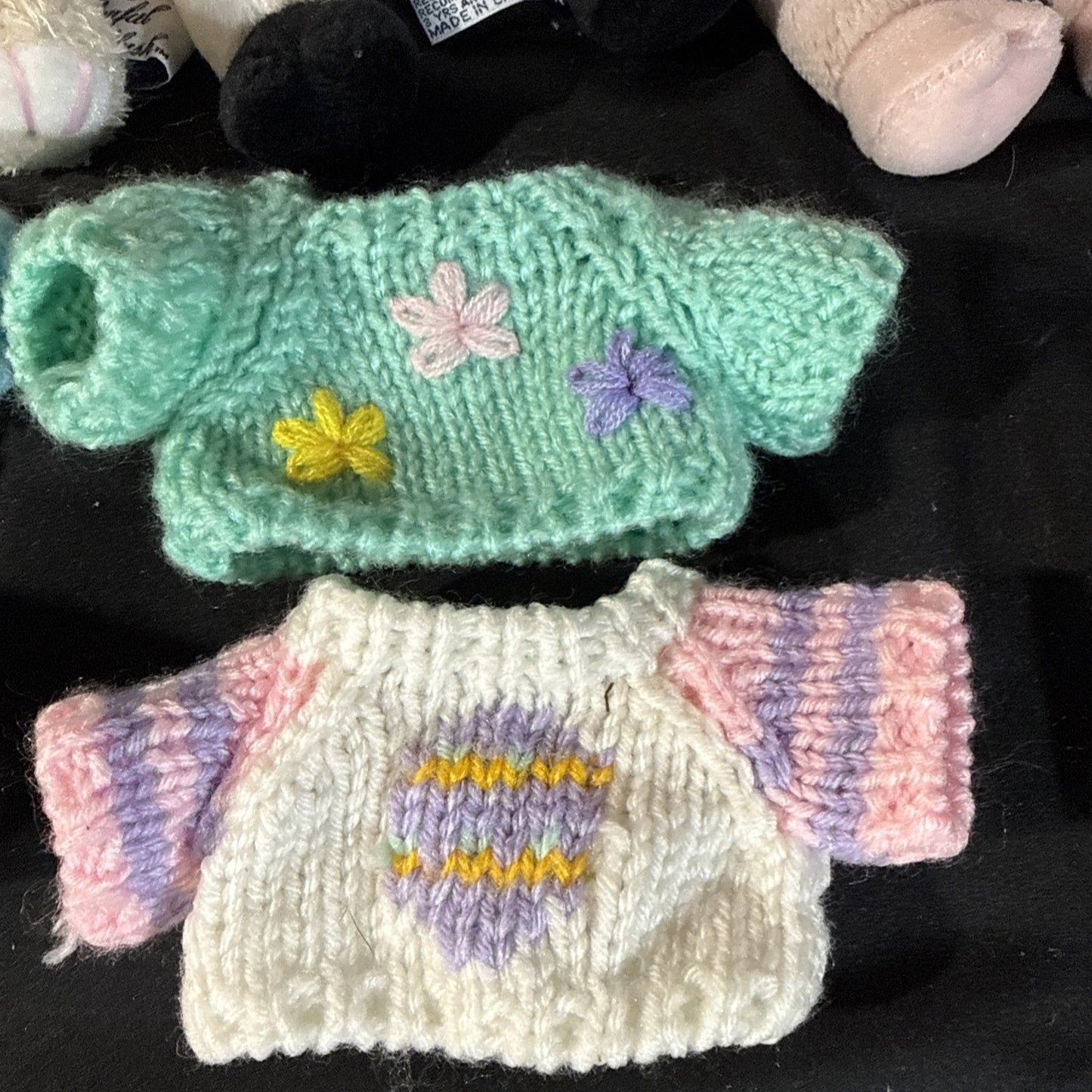 Vintage Chrisha Plush Rabbits Cow Pig Sheep 1999 Toys Lot 5 with Sweaters