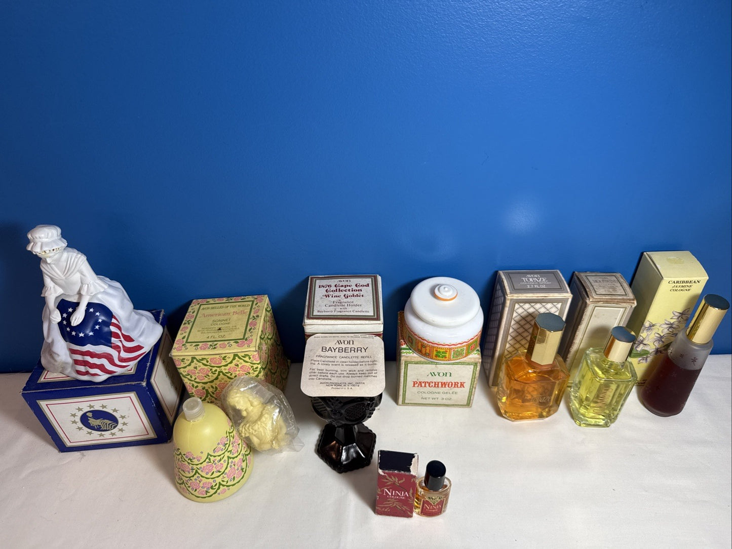 Vintage Fragrance Cologne Lot of 8 Avon Decanters Cape Cod Caribe Parfums