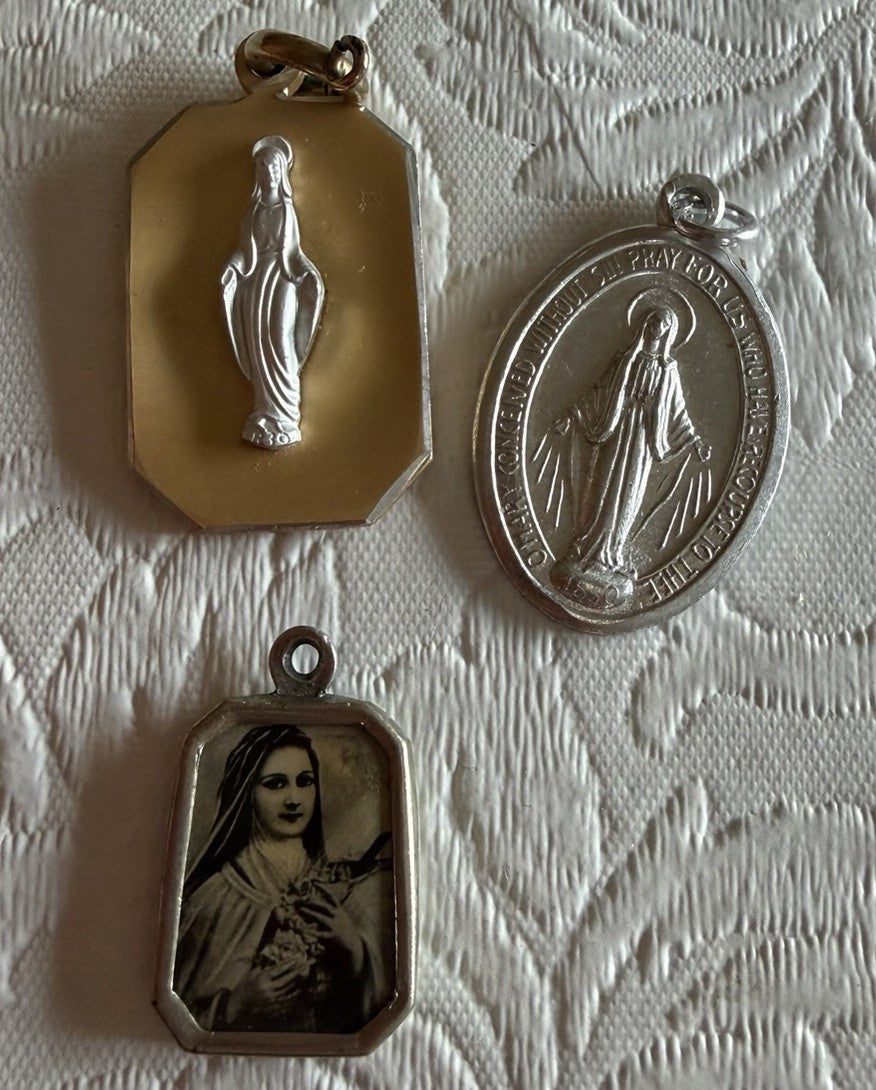 Vintage Catholic Religious Lot Medals Cards Guardian Angel Guardian Pin Bookmark