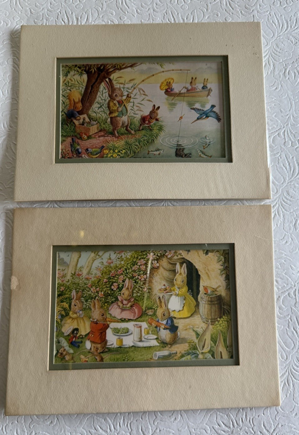Vtg Racey Helps Rabbit Animal Prints Framed Matted Wall Art Decor/Original Wrap