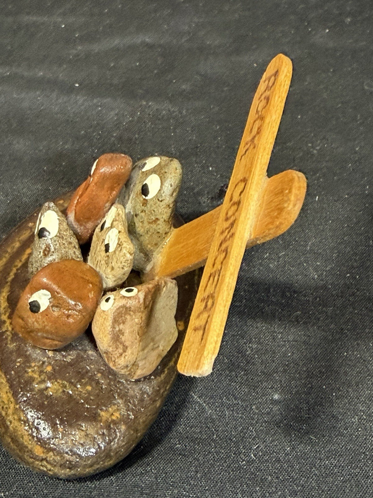 Vintage Pet Rock Paperweight Rock Concert 1970s Hand Painted Super Cute