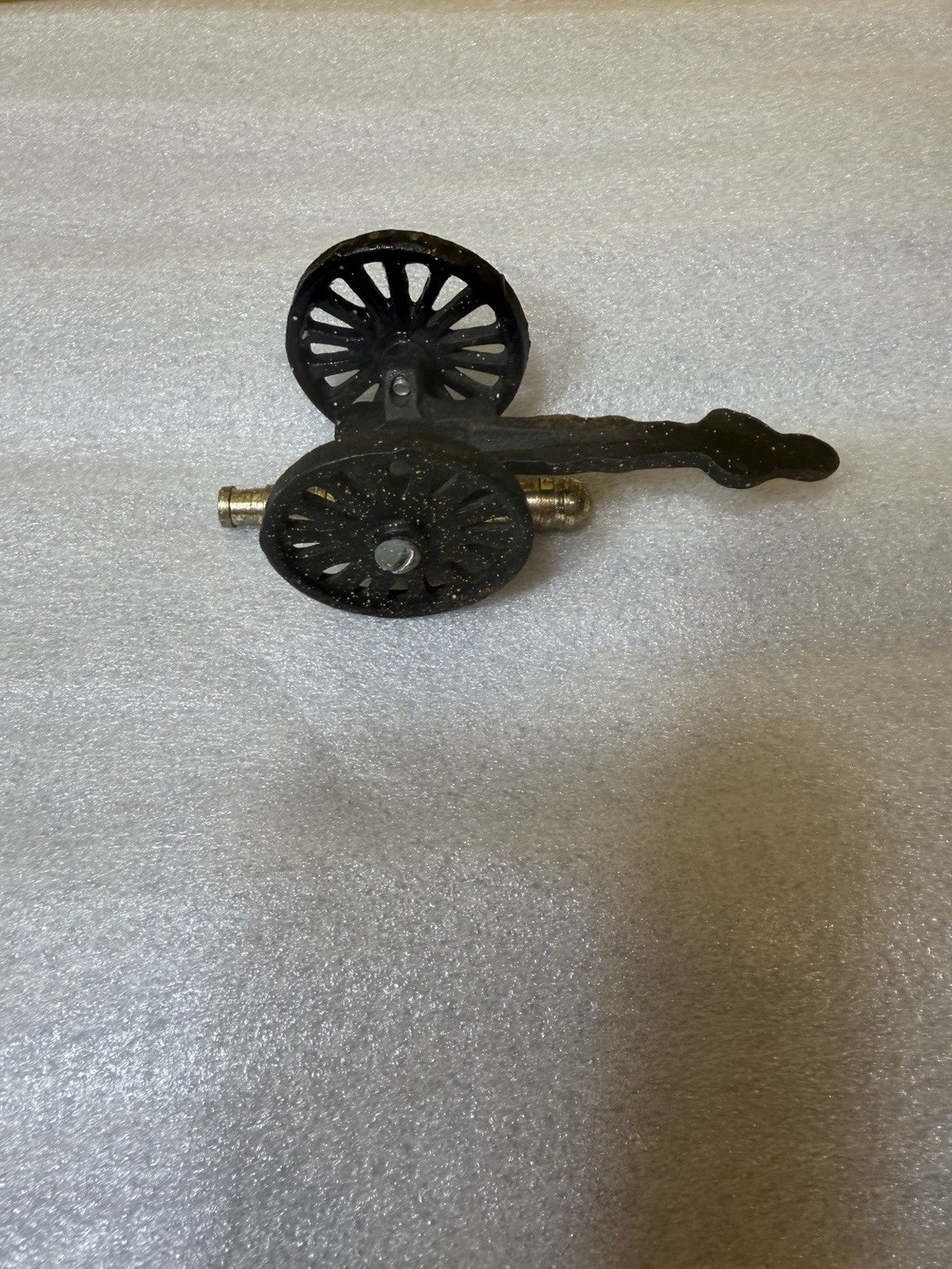 Vintage Cast Iron Brass Miniature Artillery Cannon Models Pair 5" Military
