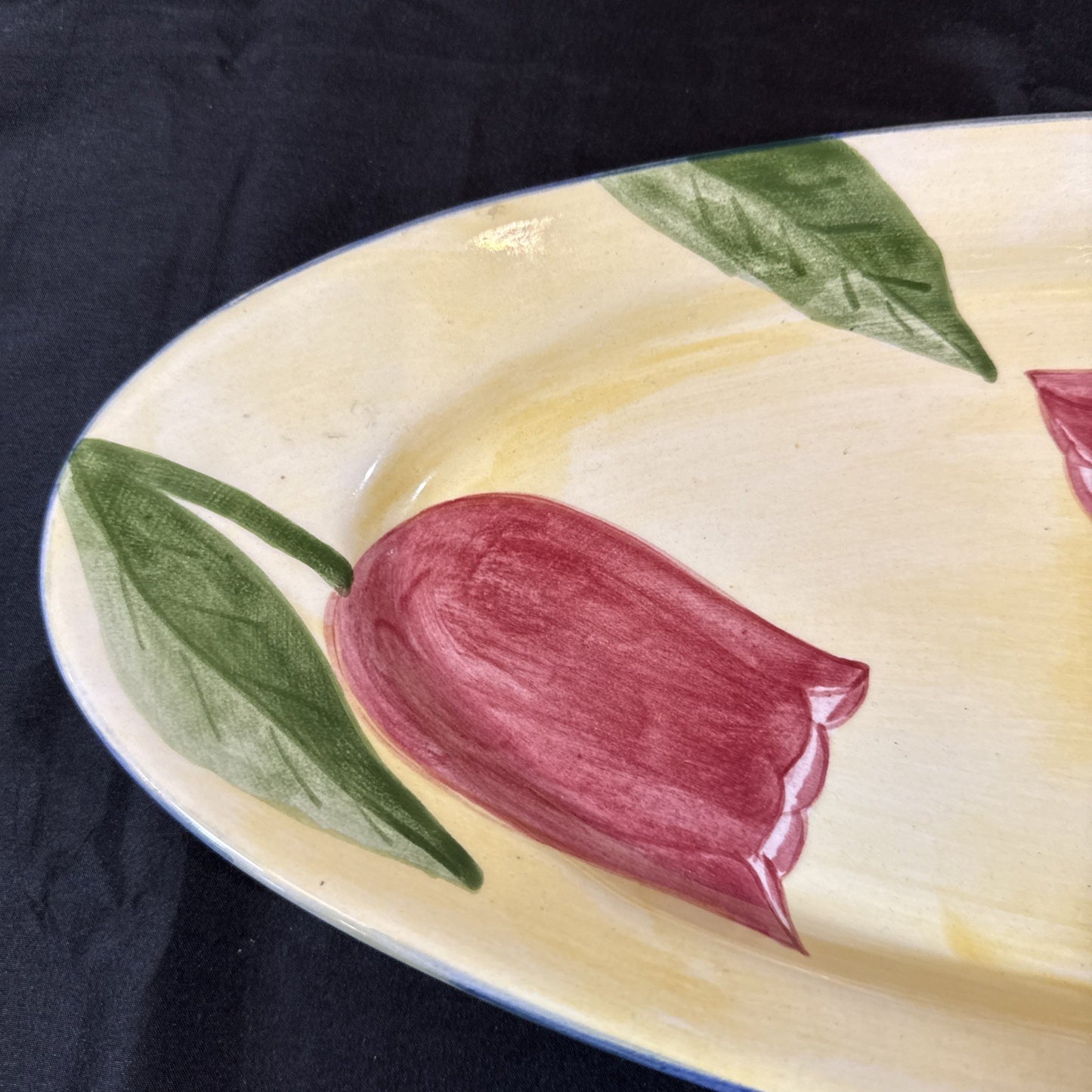 Laurie Gates Oval Ceramic Large Serving Platter 23 1/2" x 8 1/2" Tulips