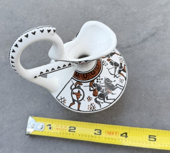 Vintage Greek Hand Made/Painted Ceramic Pottery Pitcher with Artist Signature