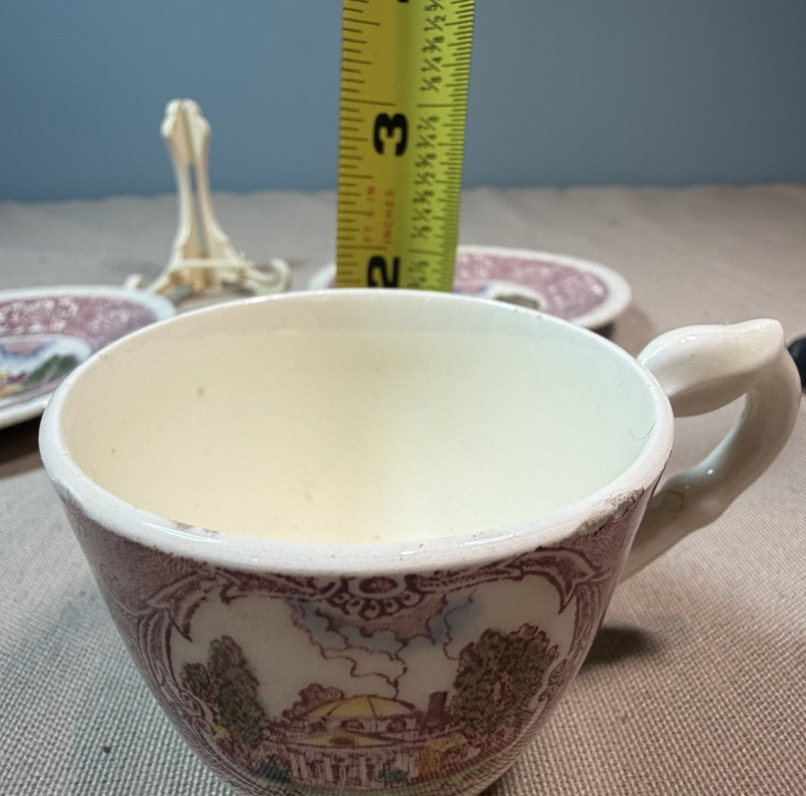 Vernon Kilns Thomas Jefferson Monticello Demitasse Cup Saucer Set