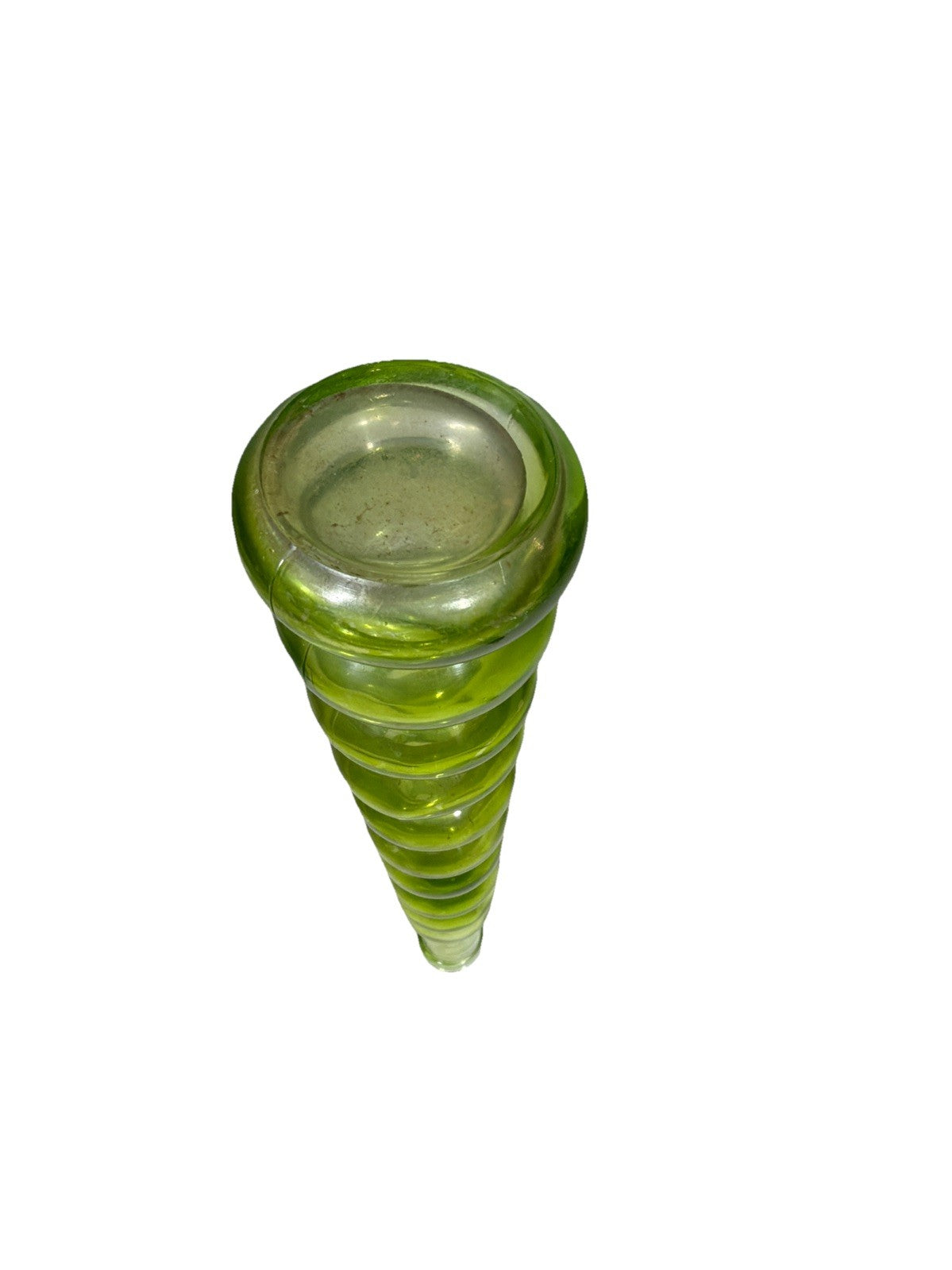 Vintage MCM Green Glass Beehive Bubble Vase 12" Mid Century