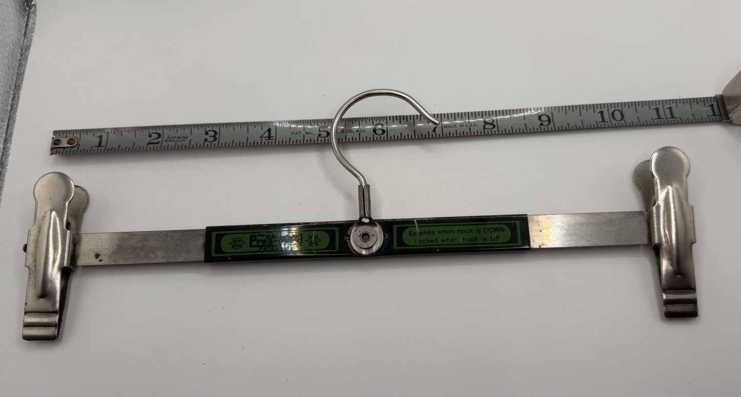 Vintage Grims Pres-Gard Adjustable Hangers Set of 2 Green Red Metal Patented