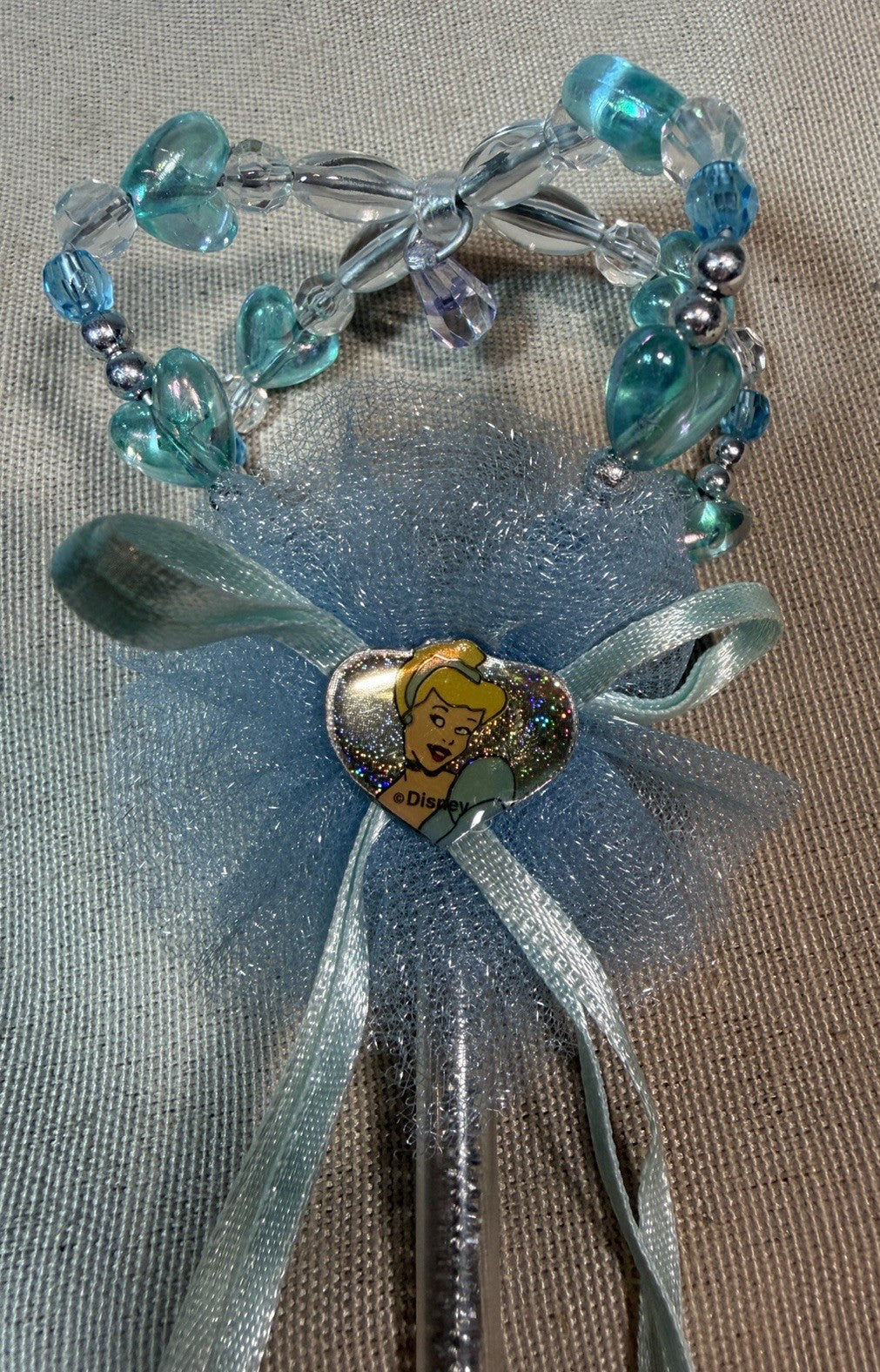 Disney Cinderella Wand Blue Silver Princess Wand Metal Beads 12"