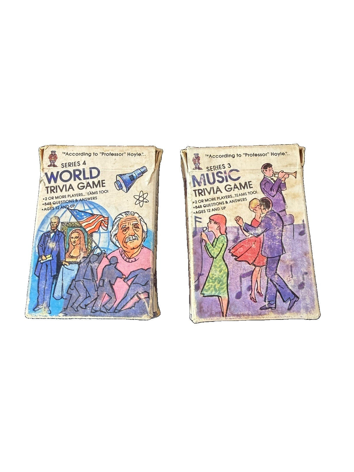 Vintage 1984 Hoyle Pocket Trivia Music Series 3 World Series 4 Card Games Lot 2