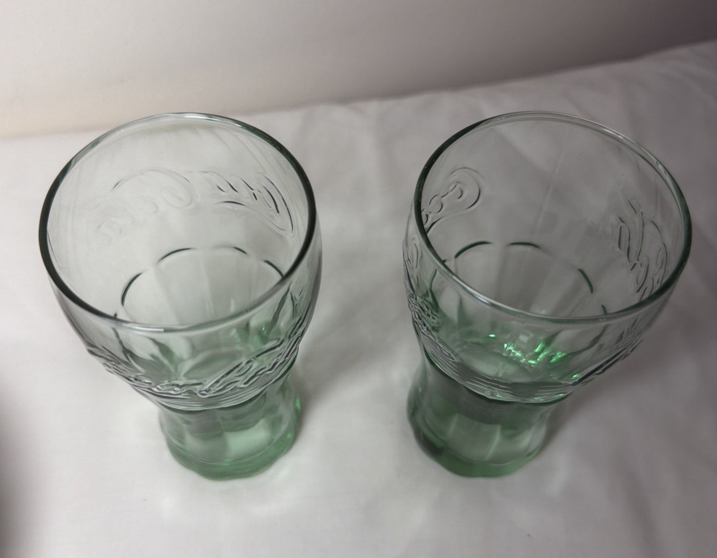 Libbey Green Coca Cola Coke Shot Glasses Set of 2 Vintage Glass