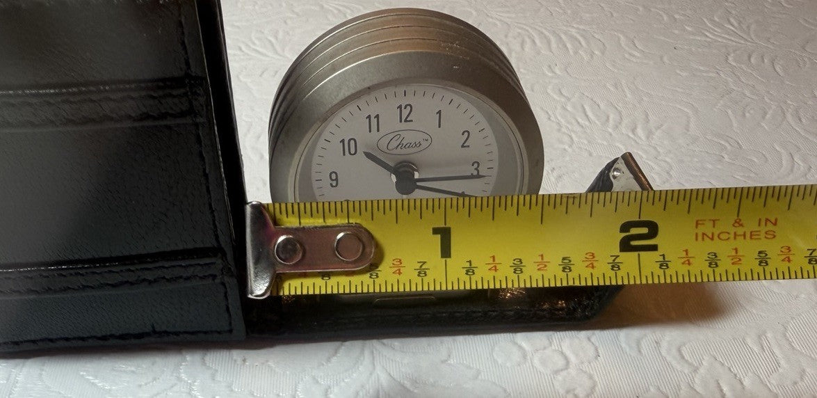 Vintage Chass Quartz Travel Alarm Clock Folding Faux Leather Case WORKS