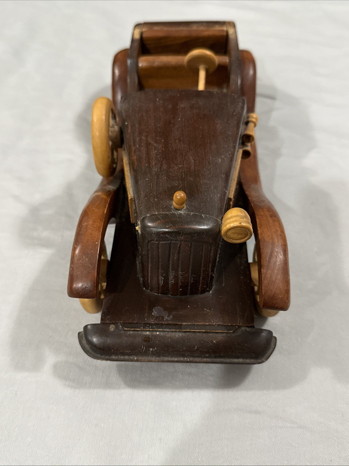 Vintage Handcrafted Wooden Car 12" Classic Handmade Display Incomplete