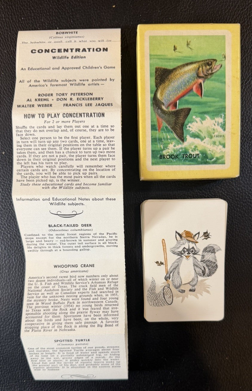 Vintage 1950s Western Heroes Concentration Wildlife Card Games Lot of 2 Complete