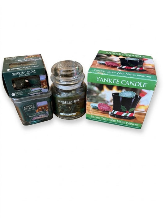 Yankee Candle Holiday Lot Mistletoe Winter Cottage Wax Warmer Tea Lights NIB