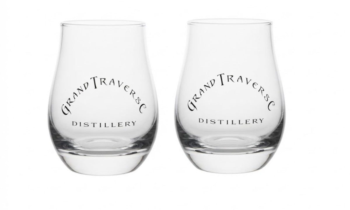 Grand Traverse Debonne GRV Etched Stemless Wine Glasses Lot 4 Tasting Tumblers