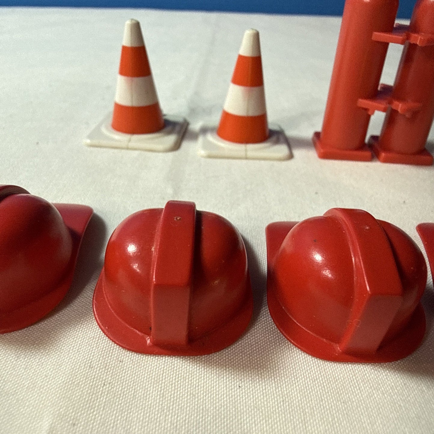 Vintage Playmobil Firefighter Construction Helmets Tools Accessories Lot 1970s