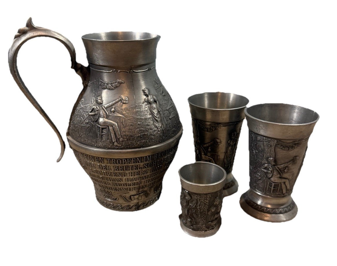 Frieling Zinnkrug Pewter Pitcher Mug Set Lindenwirtin Zinn Krug Germany
