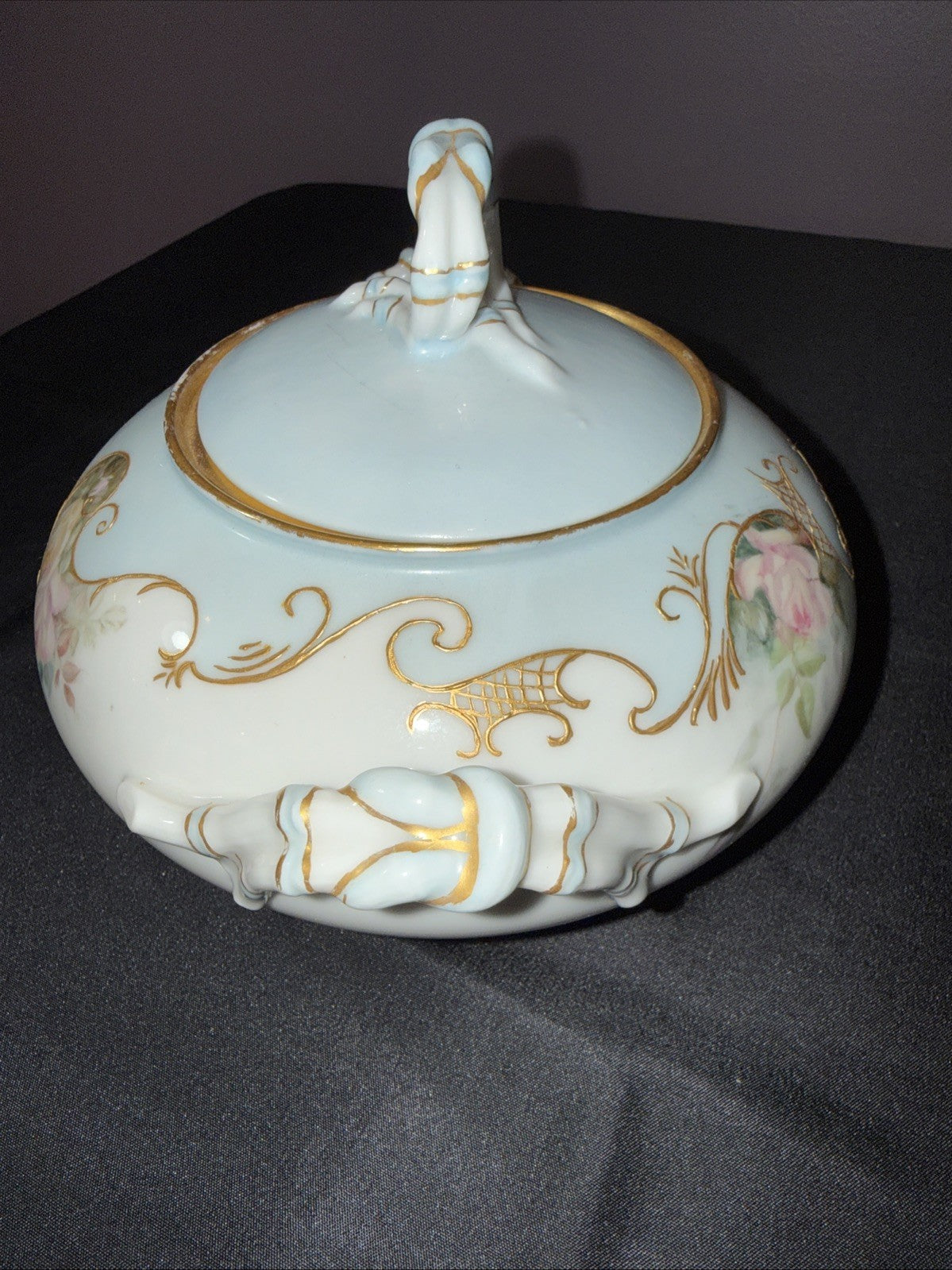 Antique Jean Pouyat Limoges France Hand Painted Creamer & Sugar Bowl Set Elegant