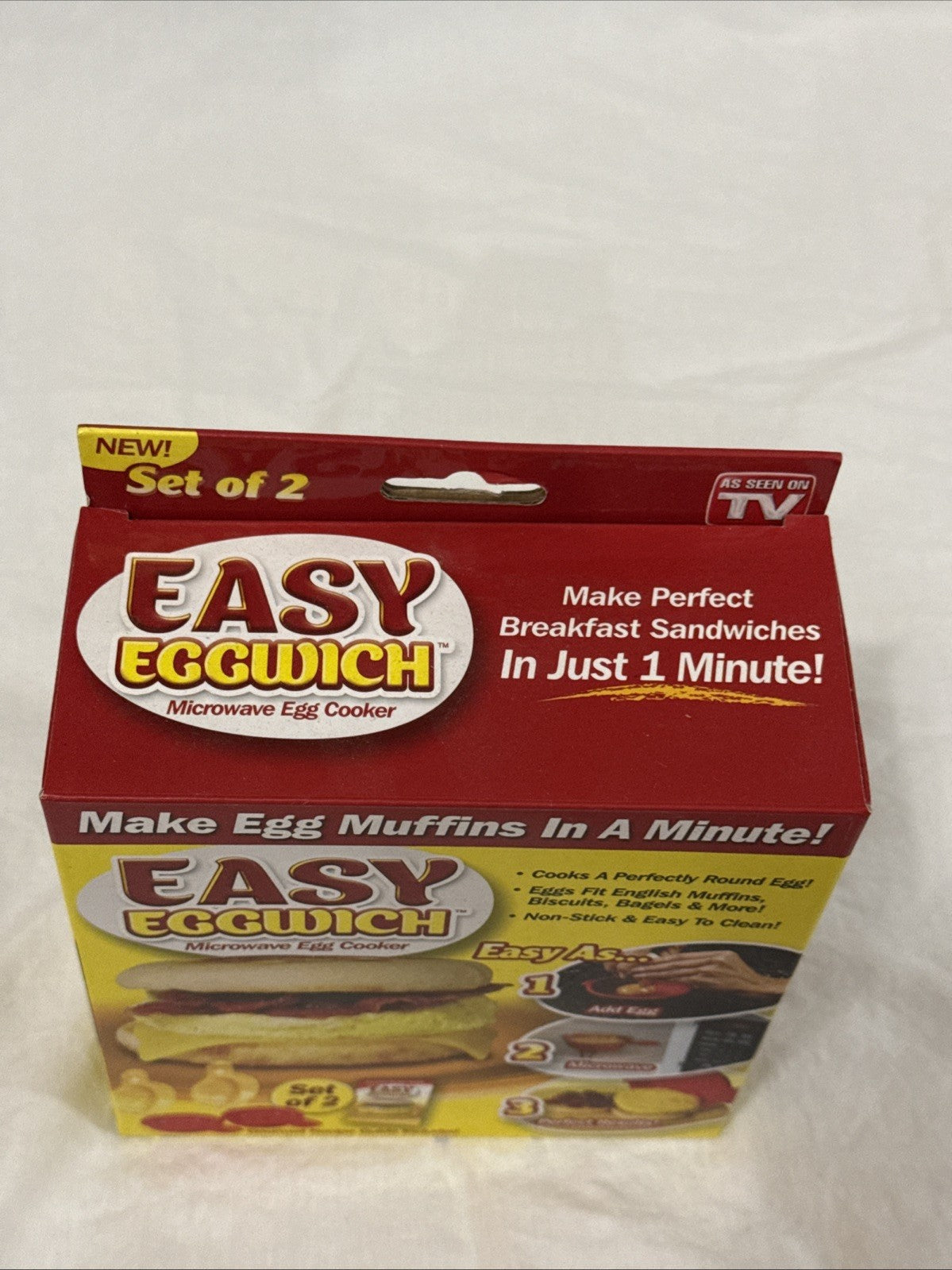 Easy Eggwich Microwave Egg Cooker Red Clear New in Box - As Seen On TV