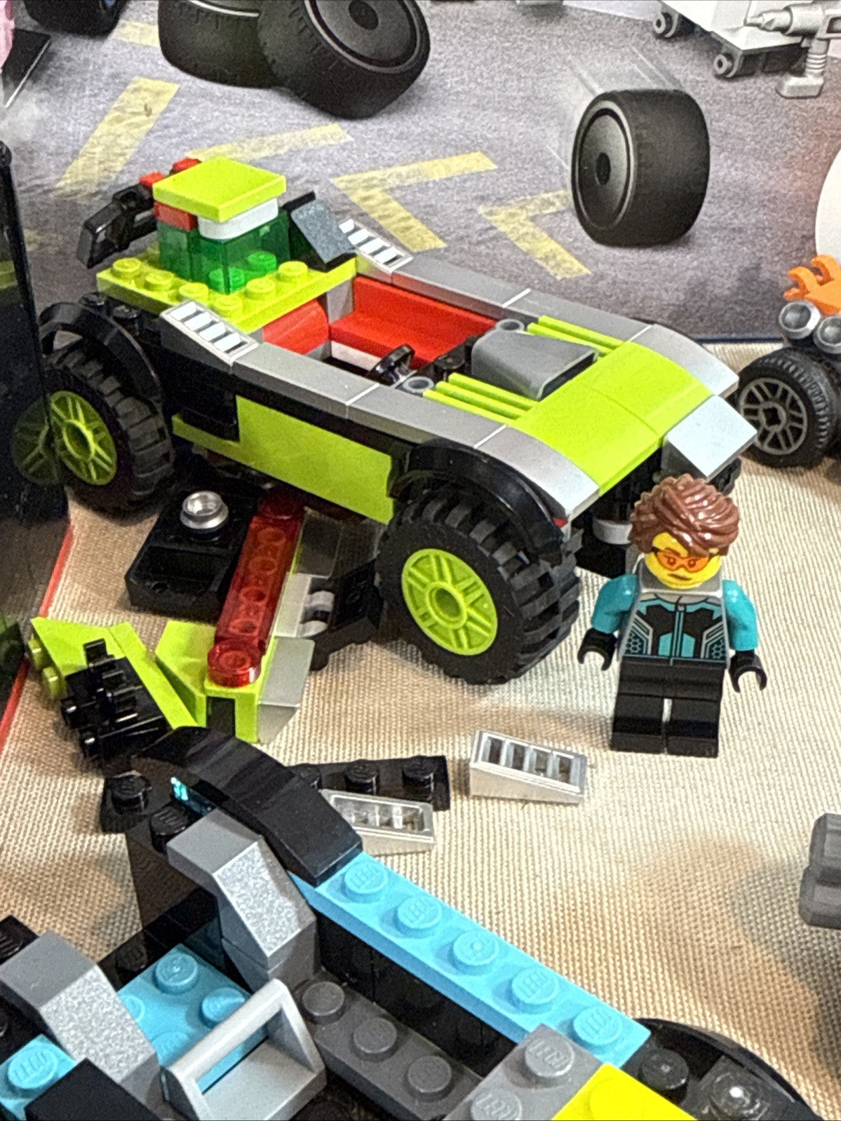 LEGO Race Car Parts Lot Incomplete Sets 7 Minifigures Vehicles Accessories Bulk