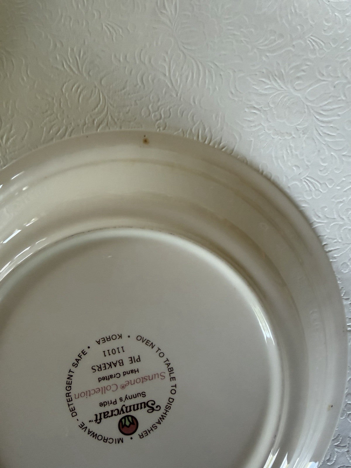 Vintage Sunnycraft Sunstone Apple Pie Recipe Plate 11" Ceramic Baker
