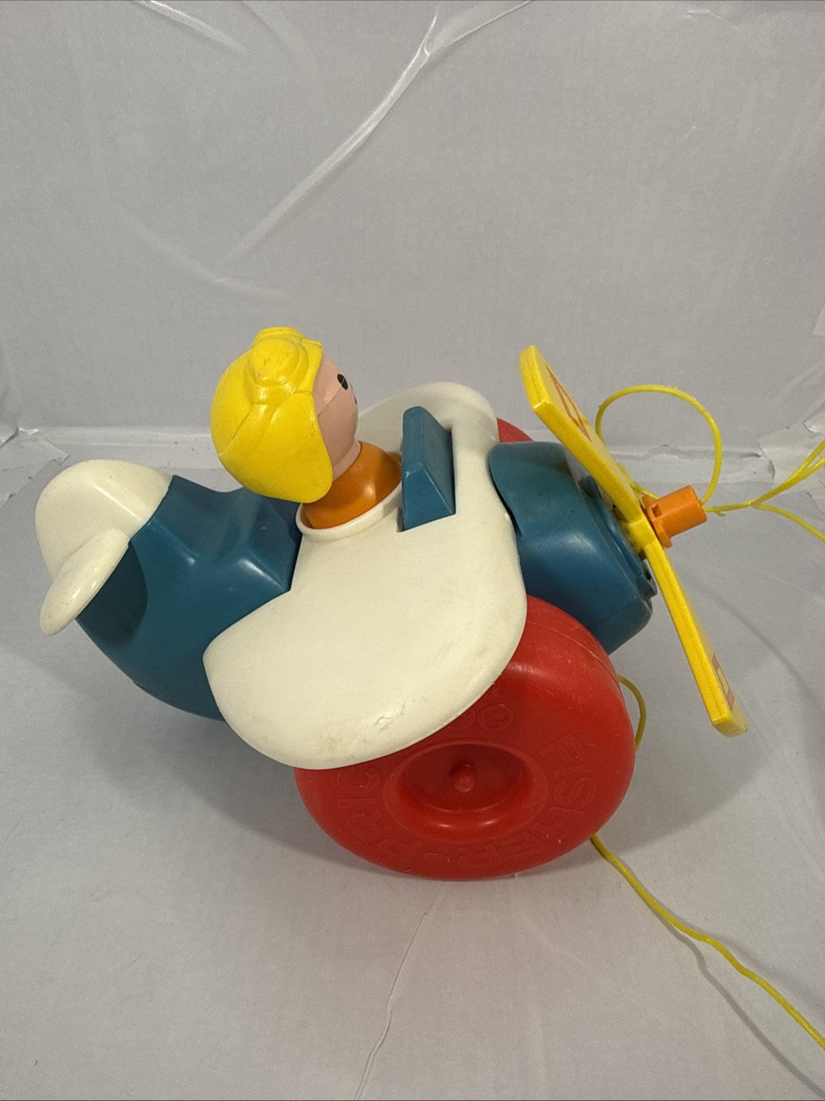 Vintage Fisher Price Airplane Pull Toy 171 Sound Motion Works Plane