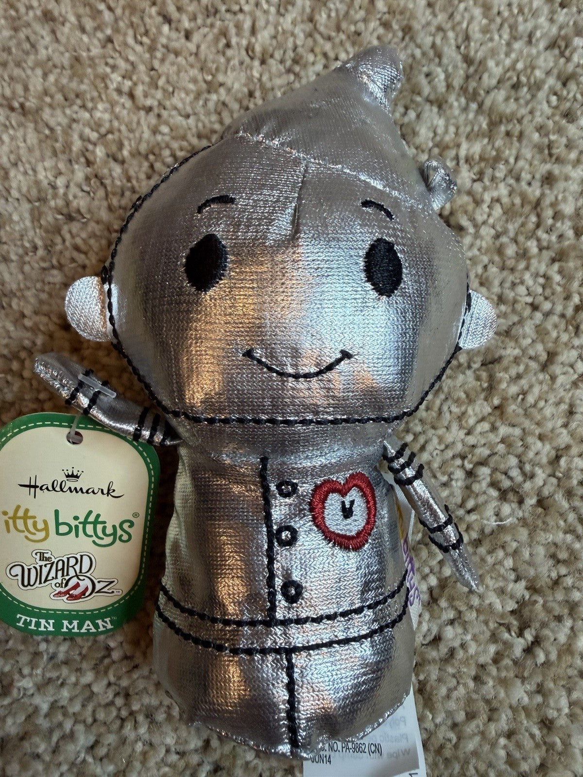 Hallmark Itty Bittys Wizard of Oz Tin Man Plush Stuffed Animal Silver NWT 5in
