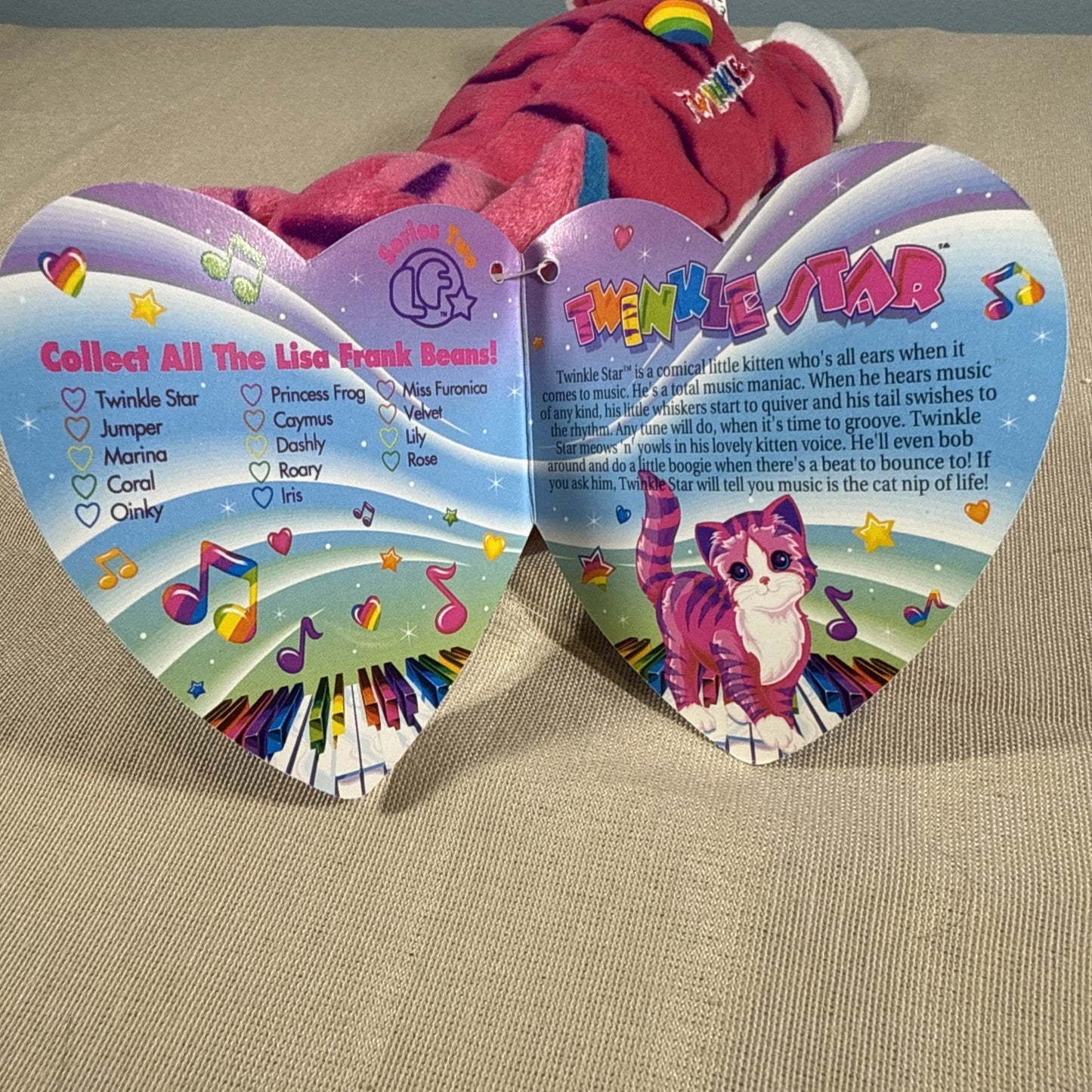 Vintage 1998 Lisa Frank Twinkle Star Pink Cat Bean Buddy NWT Rare Plush