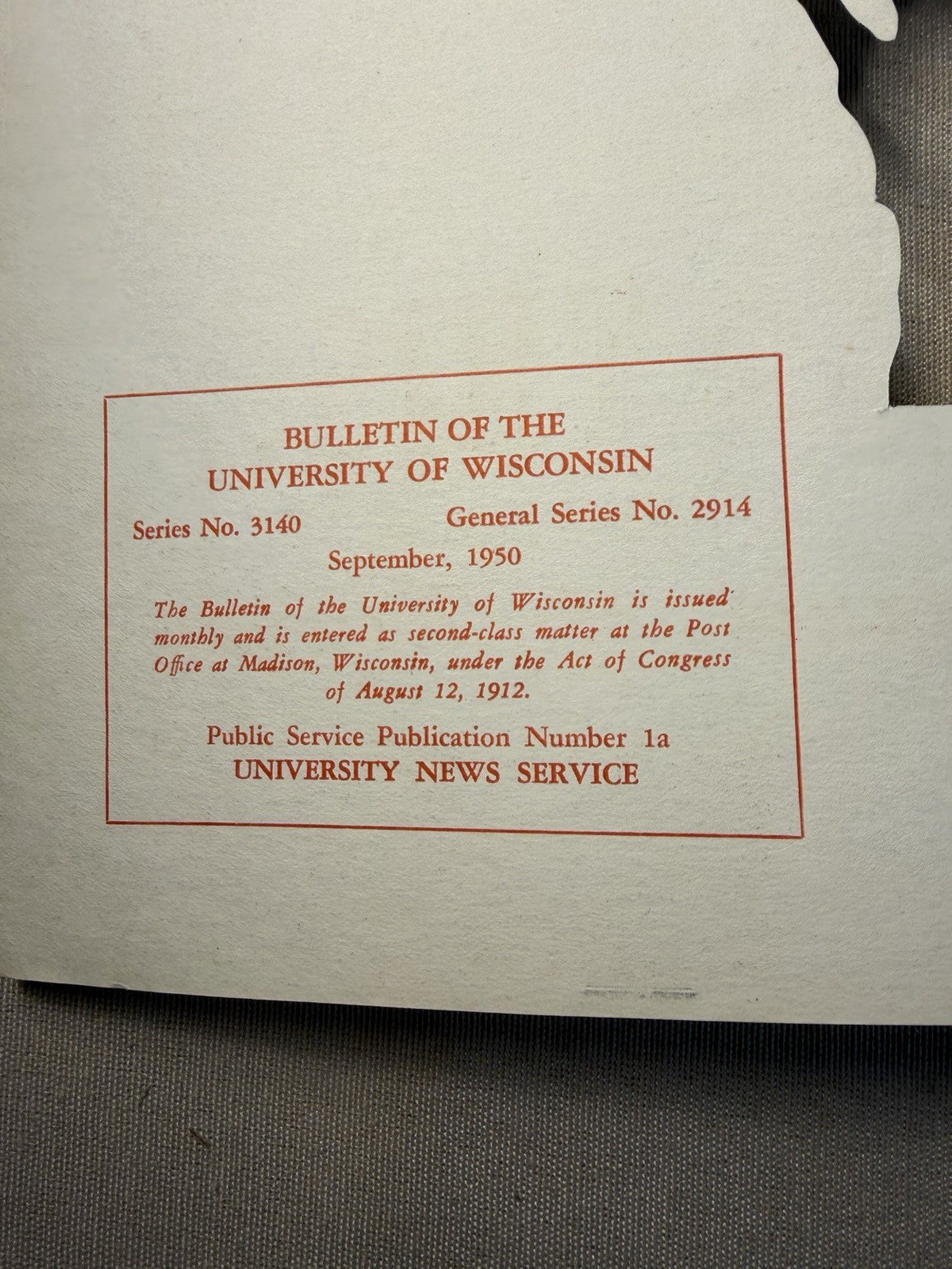 Vintage University Wisconsin Bulletin September 1950 College Campus Booklet