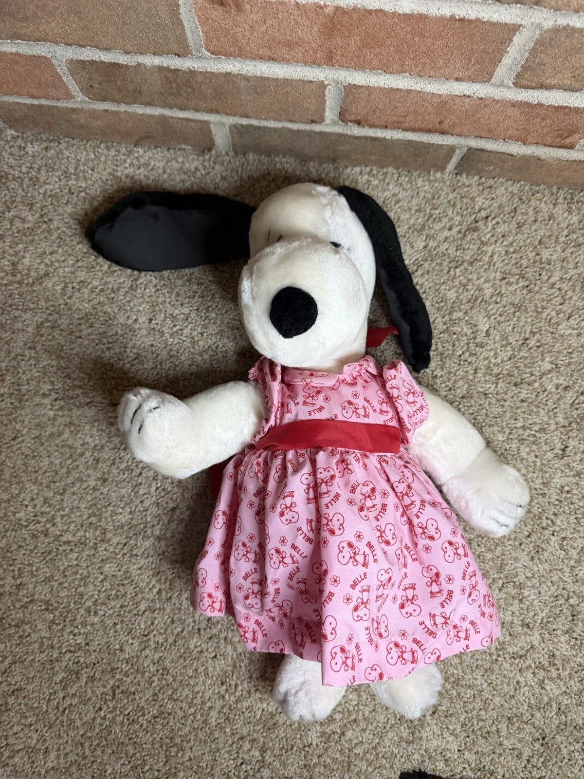 Vintage Peanuts Snoopy Belle Plush Lot Valentine Heart Easter Bunny 17"