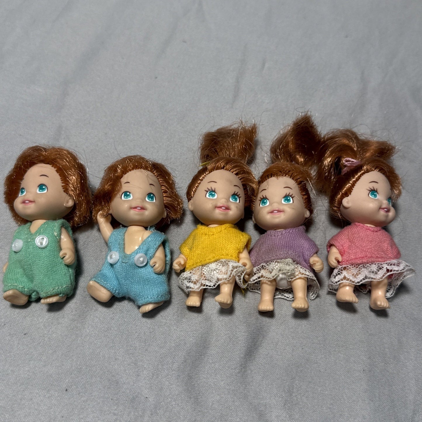 Vintage TYCO Quints Sunny Time Magic Playset Dolls Full Set of 5  2" Dolls