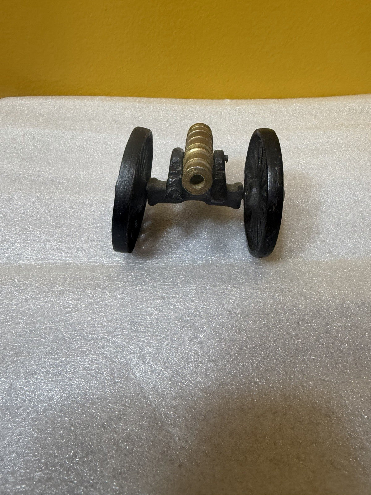 Vintage Cast Iron Brass Miniature Artillery Cannon Models Pair 5" Military