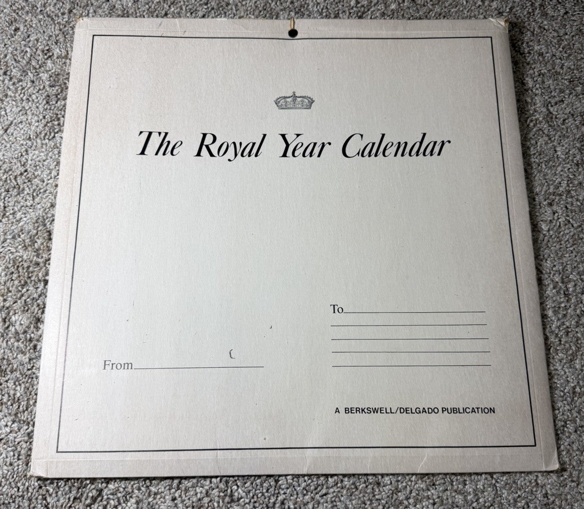 Vintage 1982 Royal Year Calendar Prince Charles Princess Diana Wales