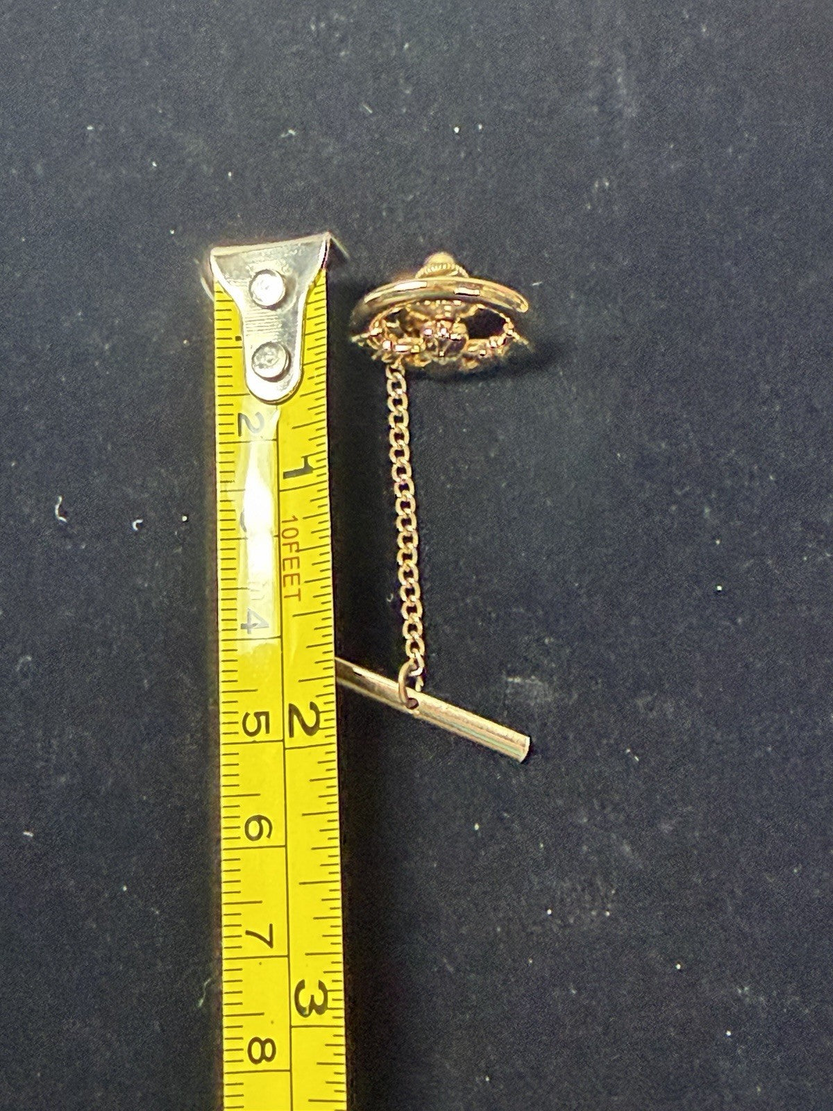 Vintage Sol Co Claddagh Tie Tac Lapel Pin Gold Tone Chain Bar Irish Jewelry Gift