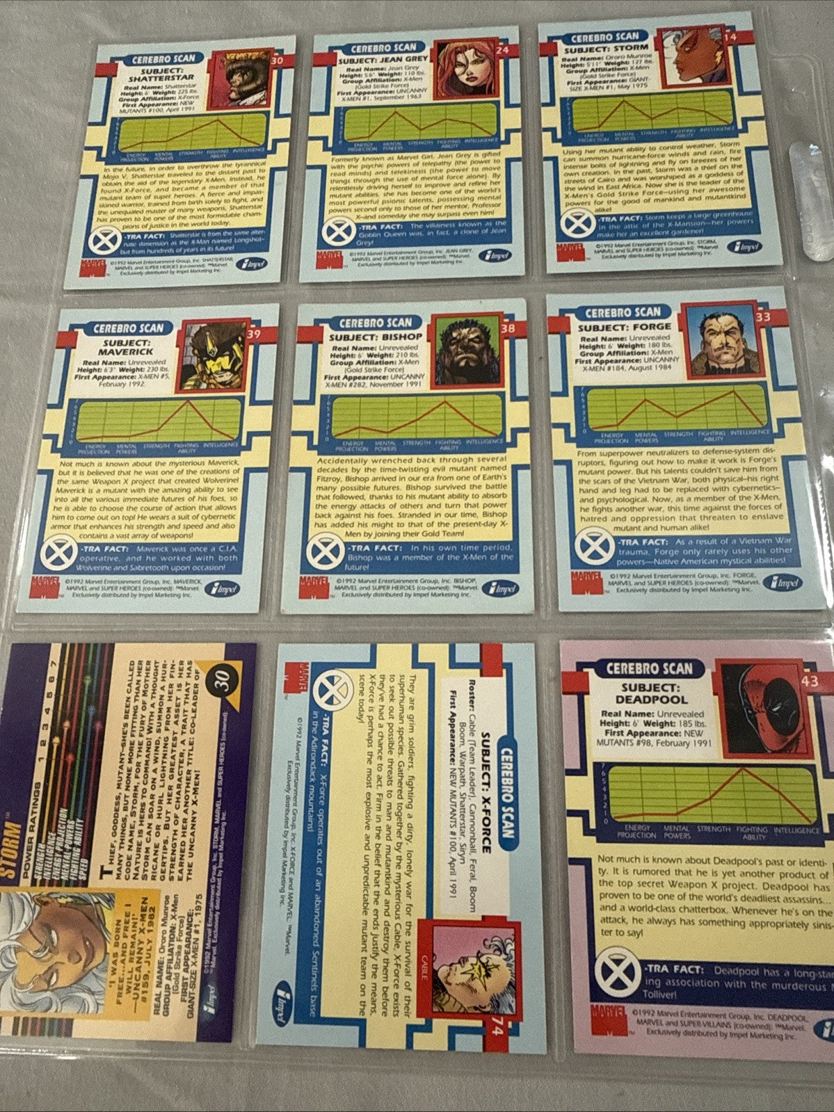 1992 Marvel Joe Jusko Masterpieces X Men Cerebro Scan 17 Card Art Lot