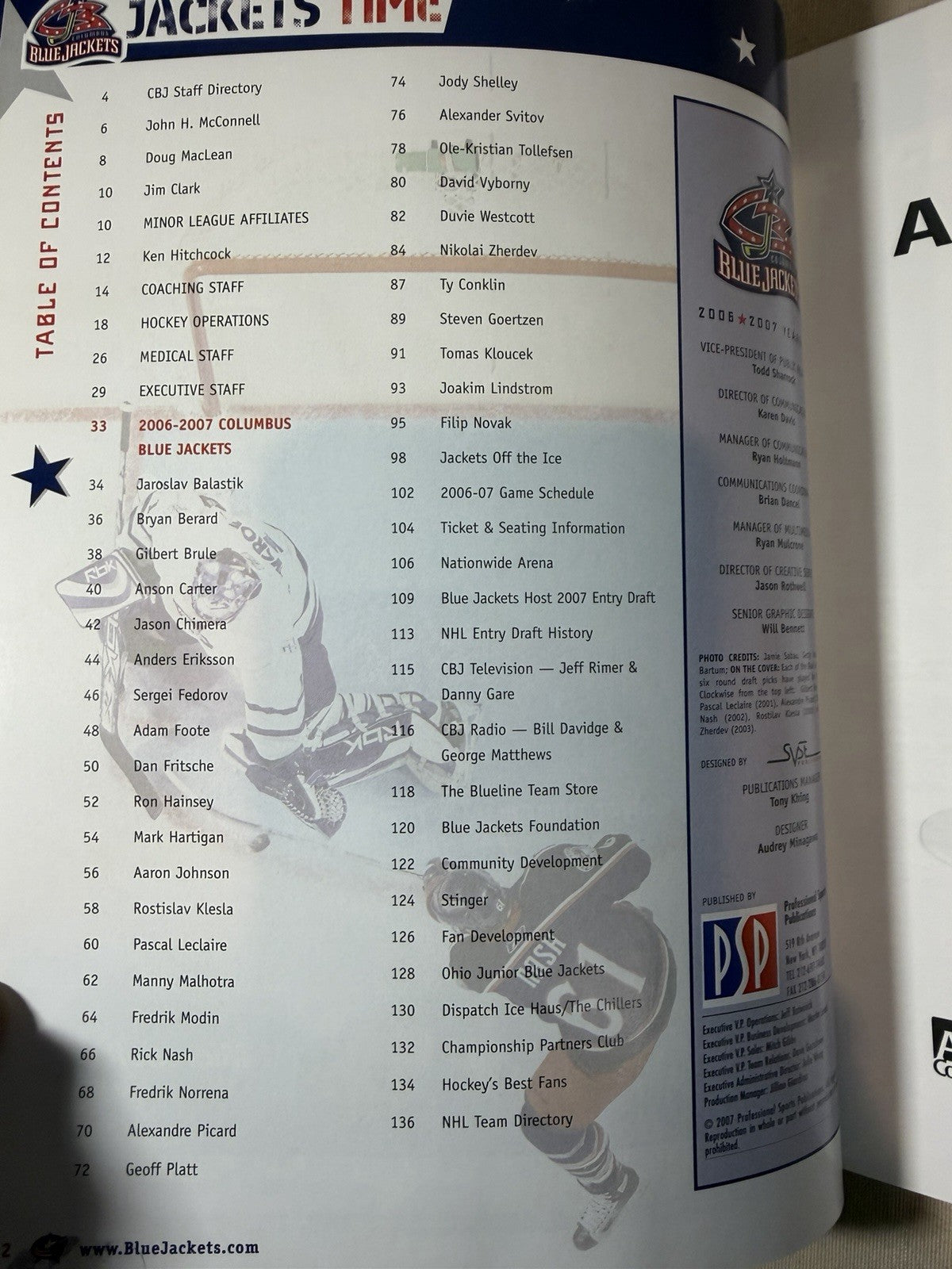 Columbus Blue Jackets NHL Hockey Team Yearbook Program Guide 2006 - 2007