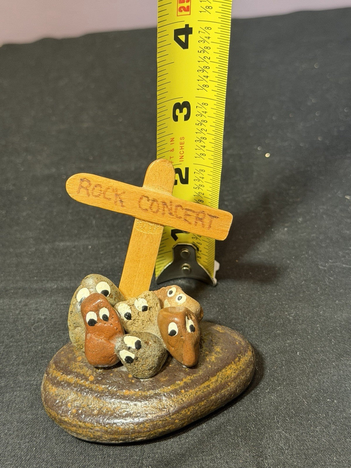 Vintage Pet Rock Paperweight Rock Concert 1970s Hand Painted Super Cute