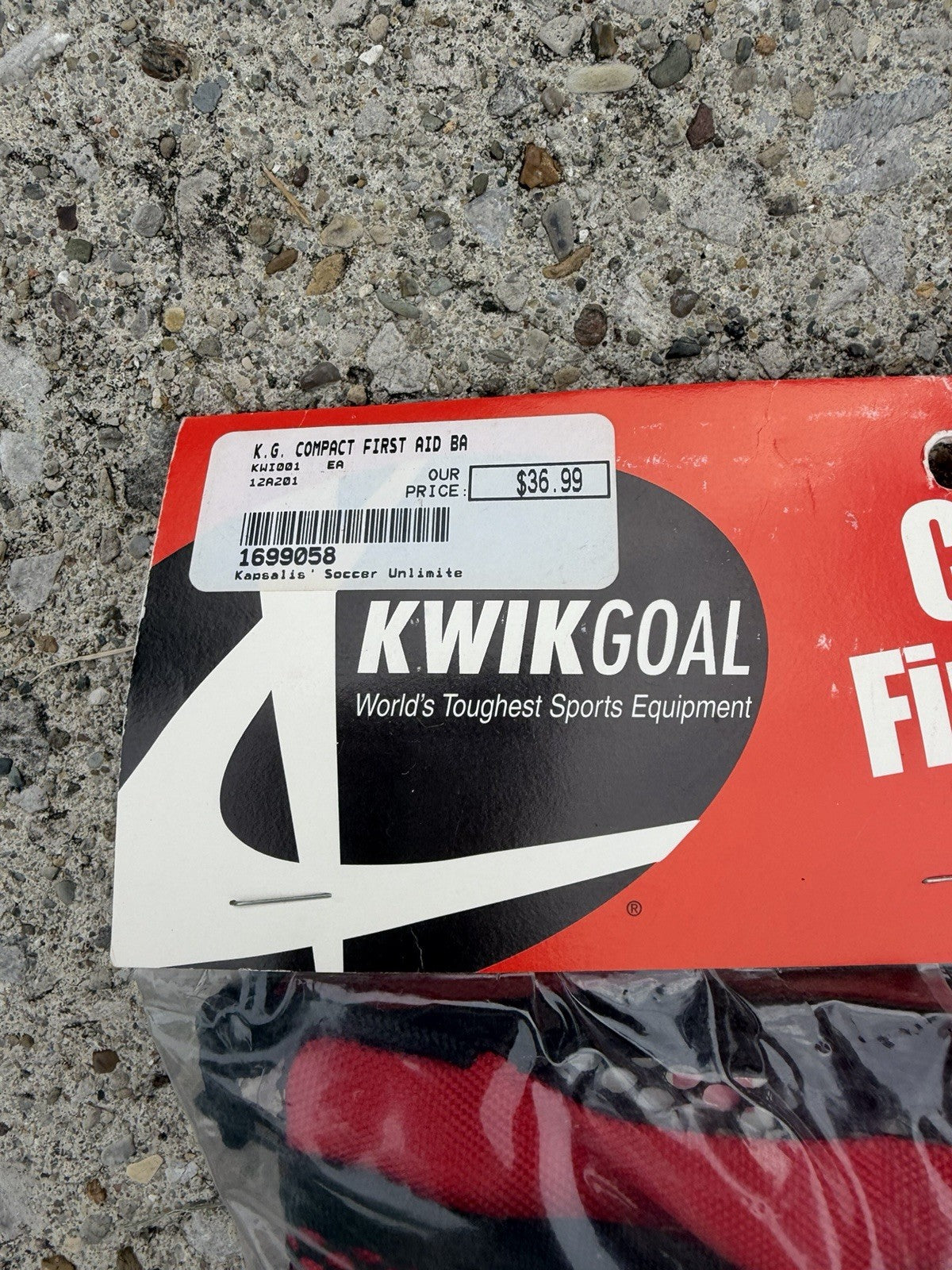 Vintage Kwik Goal Compact First Aid Kit Belt Loops Sealed Soccer Sports Red