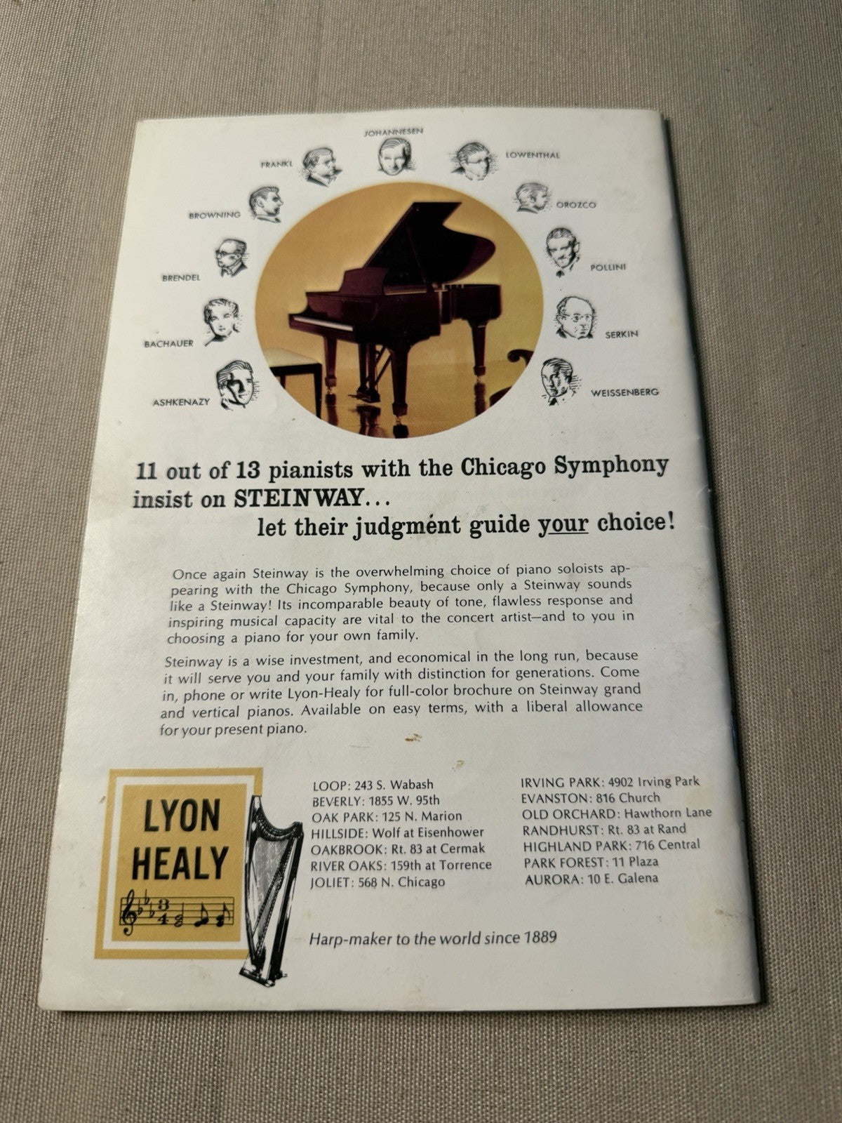 Vintage Chicago Symphony Orchestra Program Oct 1970 Georg Solti 80th Season