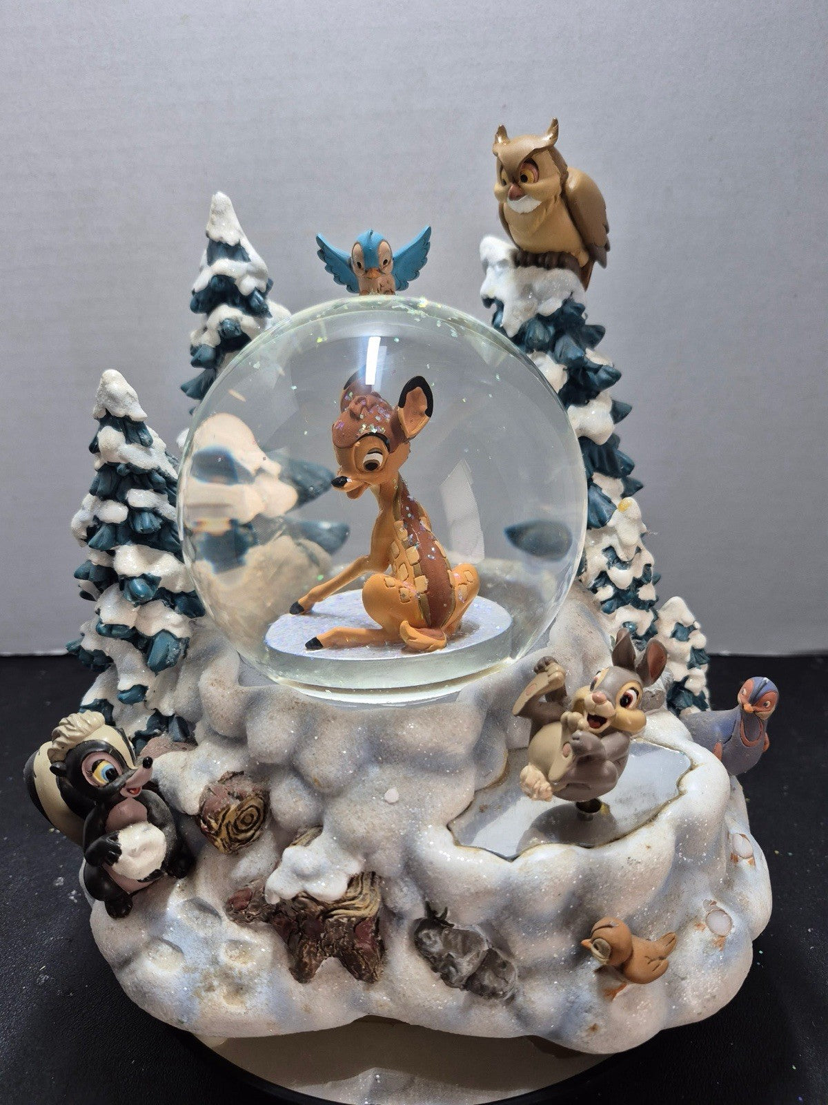 Disney Store Winter Bambi Musical Snow Globe Lighted Exclusive Collectible RARE